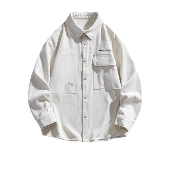 Workwear Long-sleeved Shirt Men's Spring and Autumn New Fashion Brand Hong Kong Style Loose Cardigan Jacket Junior Casual Jacket Men