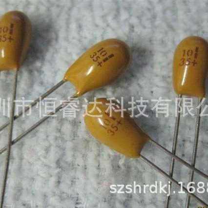 厂家直销直插钽电容CA42 35V106K 10UF 10% 脚距2.54MM 插件电容