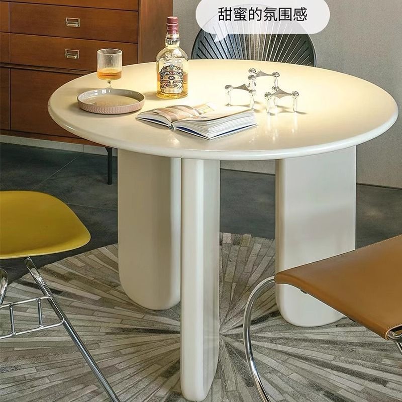 Nordic Round Dining Table Dining Table and Chairs Small Apartment Balcony Table and Chairs Simple Cafe Cream Internet Celebrity Leisure Table