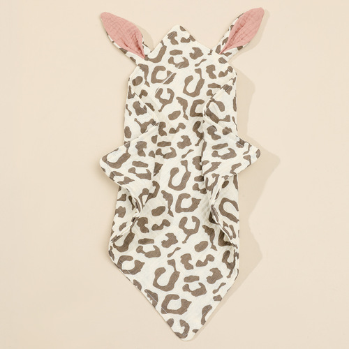 Newborn Baby Printed Pacifier Rabbit Ears Cotton Gauze Baby Sleep Blanket Double Layer Pure Cotton Bib Square Cloth 