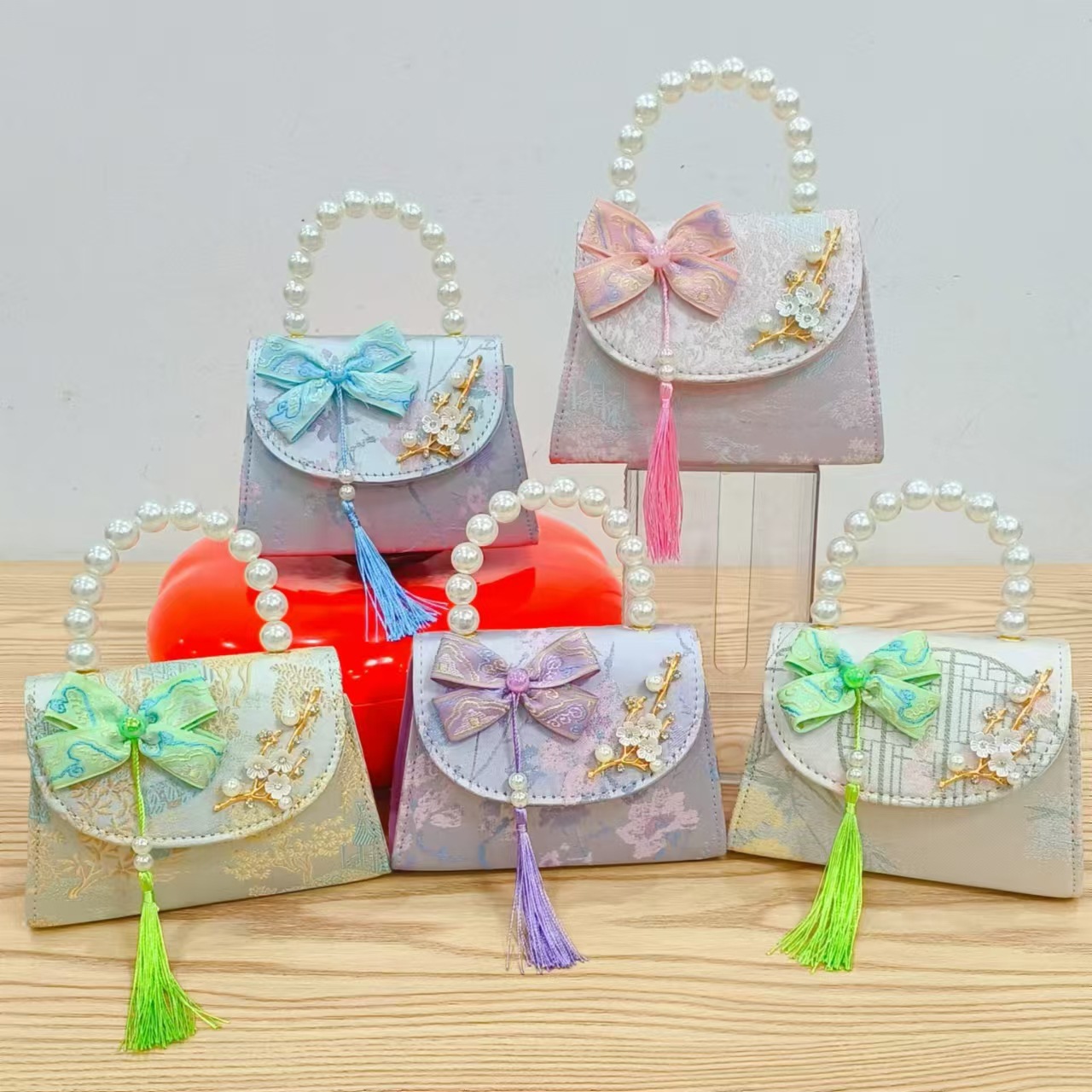 Bolso de arco de borda para niños bolso de moda de perlas bolso de cambio accesorios de ropa china princesa bolso de mano diagonal