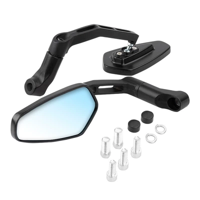 Motorcycle electric car universal rearview mirror scooter locomotive modified rearview mirror street car reflector (Motorcycle rearview mirror) - black-blue-glass