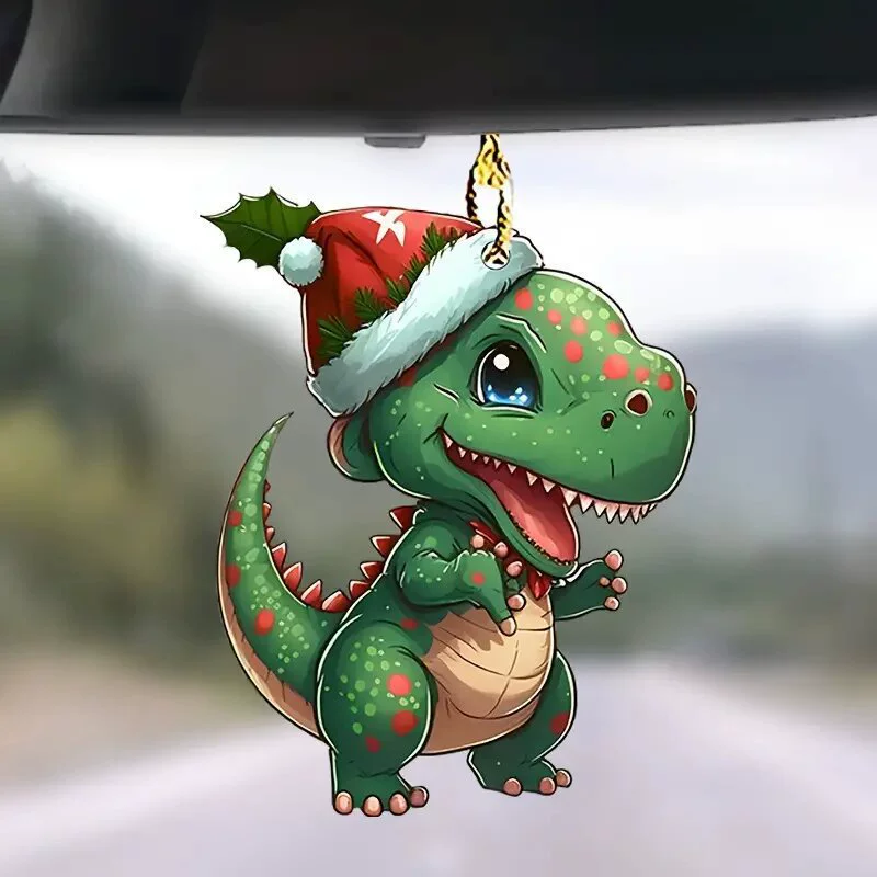 Акриловый зеленый милый маленький динозавр кулон автомобиль 2D автомобиль подвесное украшение рюкзак брелок украшение трансграничная горячая распродажа