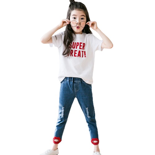 2024 Girls Summer Bottoming Shirt\Korean Lettered Short Sleeve T-Shirt\One Piece Dropshipping