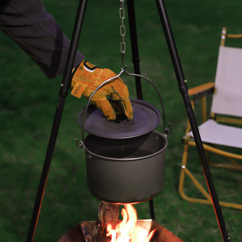 Outdoor picnic single pot aluminum alloy camping hanging pot sitting pot 5-8 people marching pot picnic pot camp pot set pot