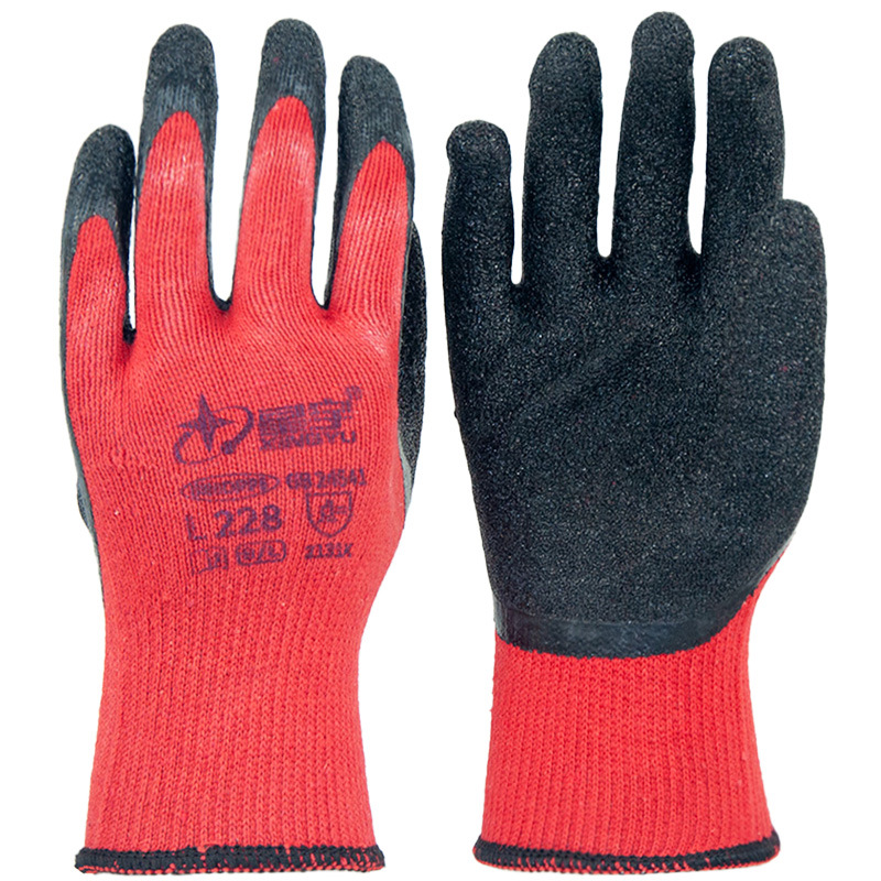 Xingyu L228 guantes de látex caliente de vello de protección laboral de arrugas pegamento anti-deslizante anti-aceite engrosado trabajo de protección anti-desgaste