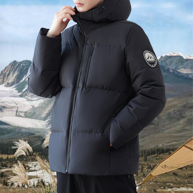 Cross-Border New 2025 Winter White Duck down Jacket Men's Casual Hooded Outdoor Thickeneded Warm down Jacket