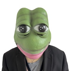 孤寡青蛙面具萬聖節乳膠動物青蛙頭套網紅搞笑道具整盅派對
