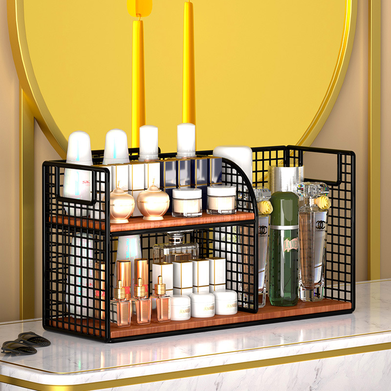 Caja de almacenamiento de cosméticos estante de almacenamiento de escritorio tocador doméstico máscara de cuidado de la piel de múltiples capas separadas cesta de almacenamiento de artículos diversos