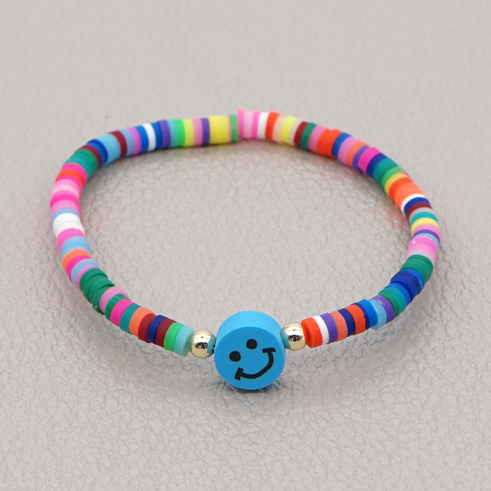Fashion Rainbow Soft Ceramic Beaded Multicolor Smiley Face Bracelet display picture 4