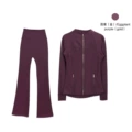 Stand Collar Eggplant Purple Gold Flared Suit
