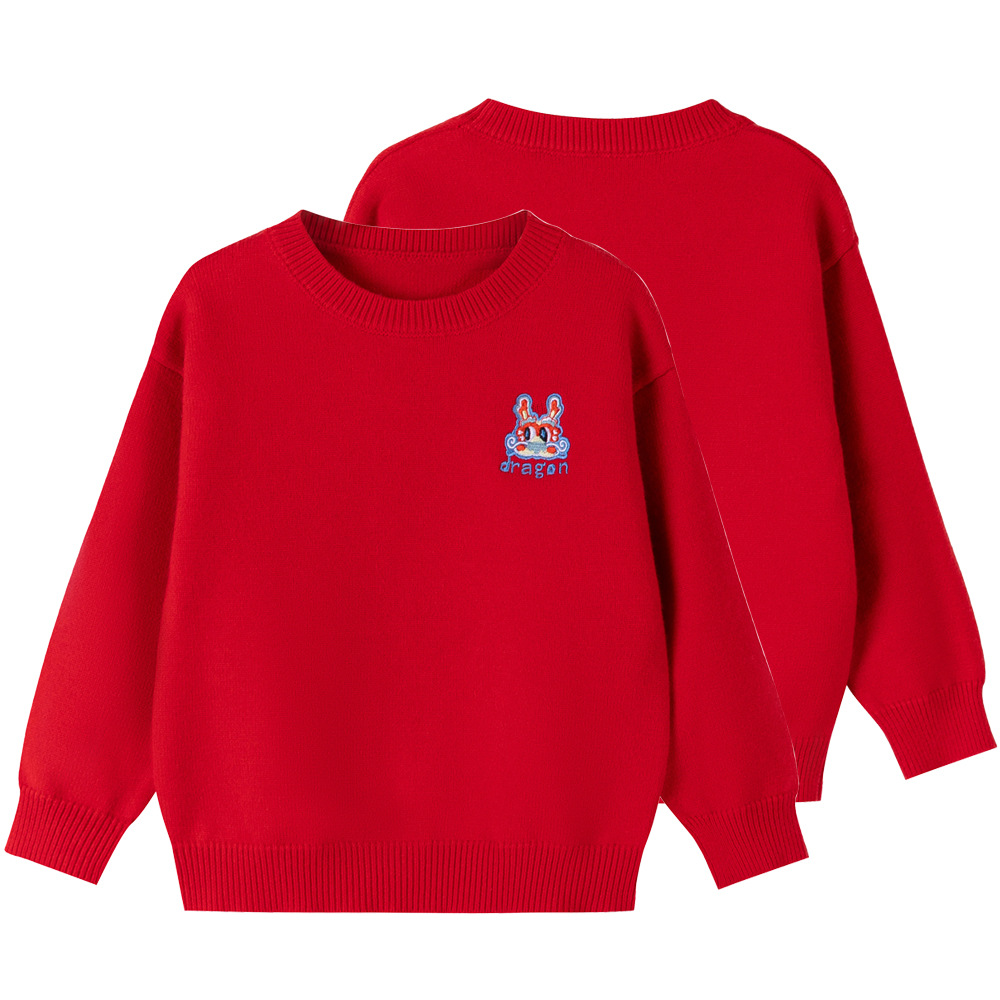 Año nuevo Dragón invierno nacimiento año ropa padre-hijo suéter de los niños niñas suéter de fondo invierno engrosada entrega de una sola pieza