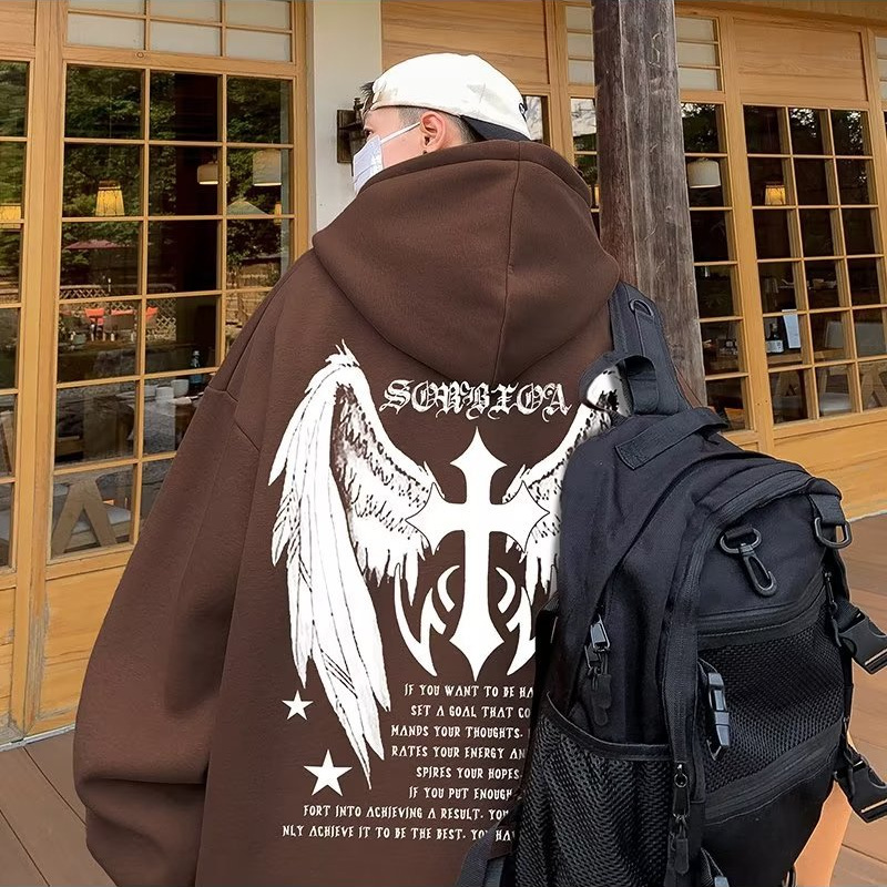 Sudadera con capucha Popular de peso pesado para hombre, chaqueta holgada de talla grande Douyin de alta calidad, otoño e invierno, 2024