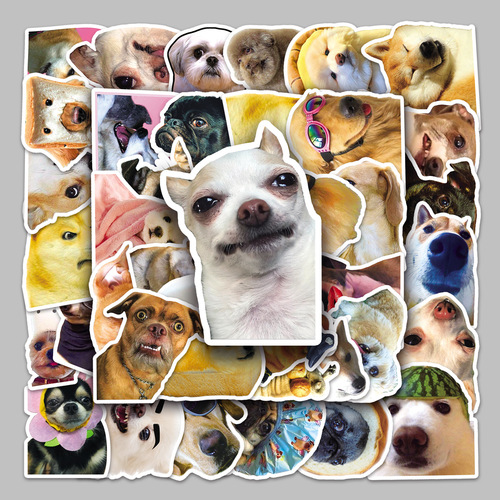 50 Cute Internet Celebrity Dog Emoticons, Creative and Funny DIY Notebook Phone Case, Ledger Sticker, Waterproof