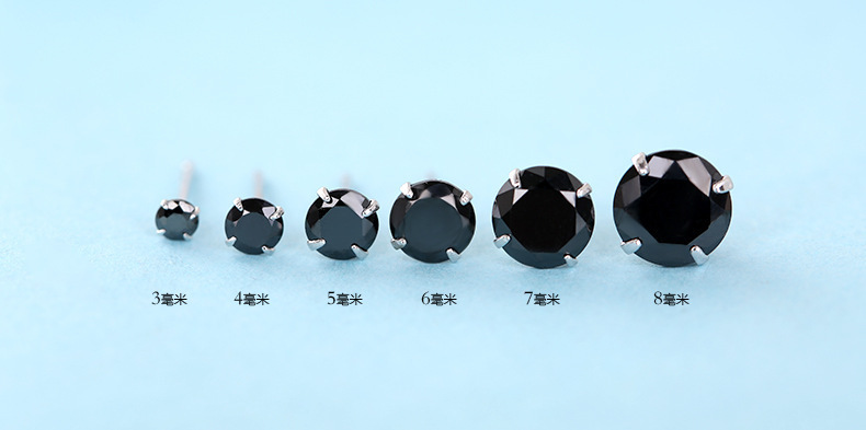 s925纯银四爪水钻耳钉 韩版女韩国小耳饰品 欧美