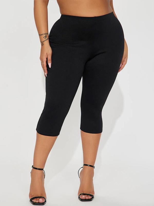 2025 New Cross-Border Dropshipping Women's Leopard Print Plain High Waist Capri Casual Leggings