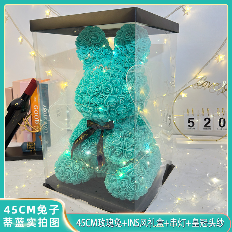 Flor eterna Rose Rabbit 520 Día de San Valentín Regalo de la madre Regalo de cumpleaños para novia Navidad Flor artificial creativa