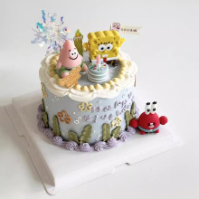 儿童蛋糕装饰可爱卡通软胶网红螃蟹海绵海星老板宝宝玩具摆件玩偶