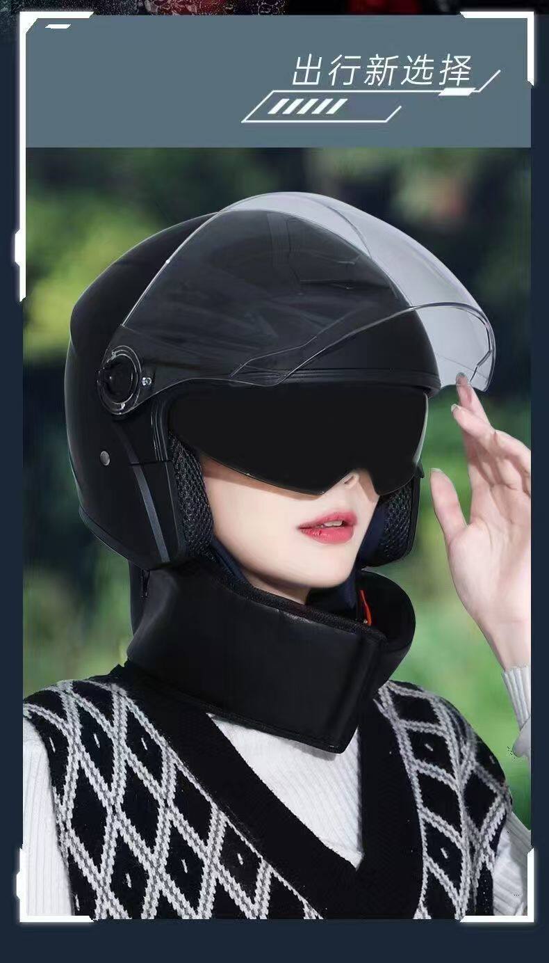 National Standard Certified Electric Vehicle Safety Helmet for Men and Women, Winter Cold-Proof and Warm, Detachable Neck Warmer, Electric Motorcycle Safety Helmet