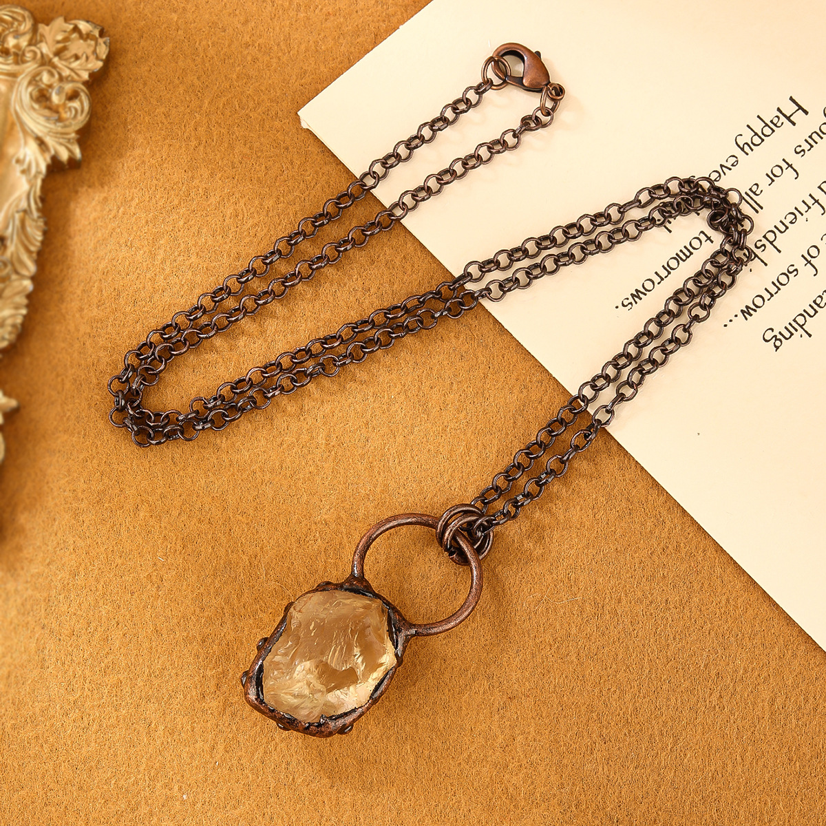 39g Weight Copper Pendant Material Natural Stone, Crystal Inlay Material Pendant Necklace Classification Copper Chain Material Belcher Chain Chain Type 1 Piece Quantity Daily Occasion Copper Material Geometric Pattern All Seasons Season Women's Gender Handmade, Inlay Design Ethnic Style, Shiny Style Wholesale Jewelry Ethnic Style Shiny Geometric Copper Natural Stone Crystal Handmade Inlay Pendant Necklace Belcher Chain 10