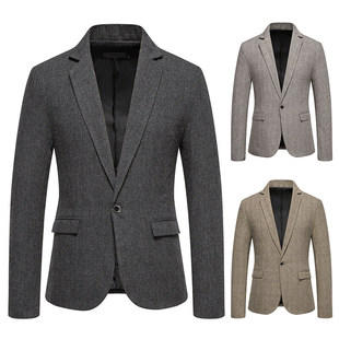 Cross-Border Export 2025 Amazon New Men's Woolen Casual Small Suit Aliexpress Spring & Fall Men's Clothing