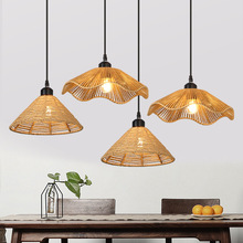 复古中古LED藤编吊灯茶室民宿酒馆餐厅吊灯客厅灯榻玄关创意台灯