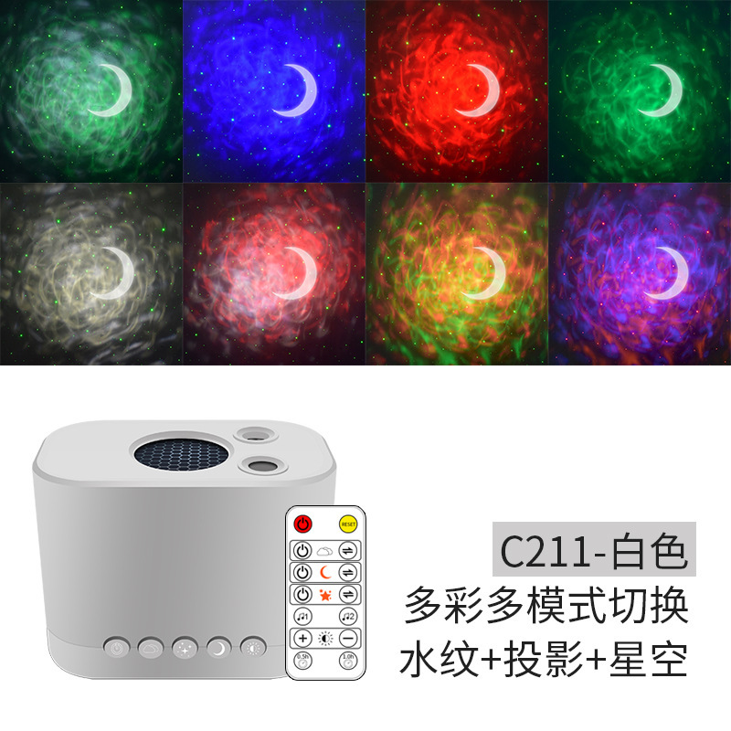 LED ritmo lámpara de noche lámpara de proyección de estrellas luz de cabecera de la luna USB luz de atmósfera lámpara de escritorio de dormitorio colorida agua