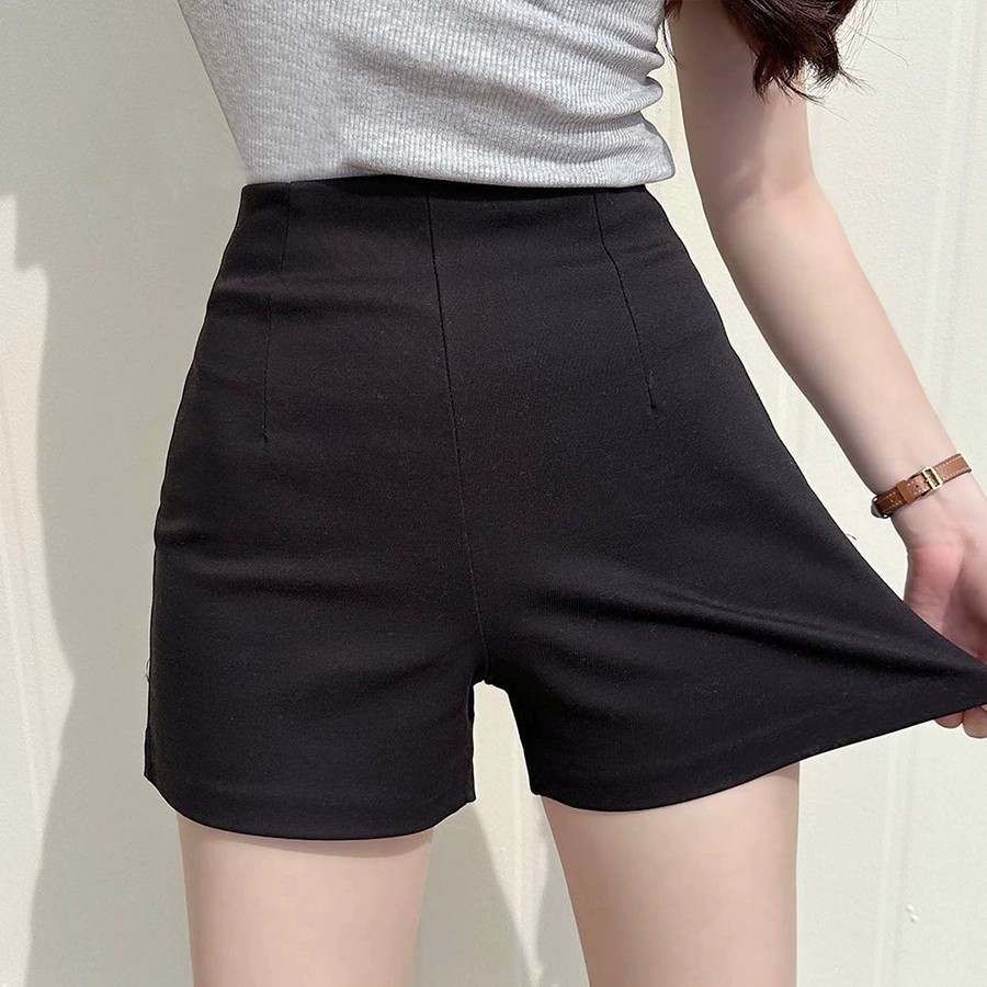 아메리칸 스타일 핫 걸스 블랙 하이 허리 스포츠 반바지 여자 여름 얇은 A 라인 올매치 캐주얼 루즈 와이드 레그 핫 바지