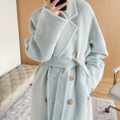イベント卸売価格】新作カシミヤコート レディース ミドル丈 100 Suli アルパカウール 冬厚手ウールコート