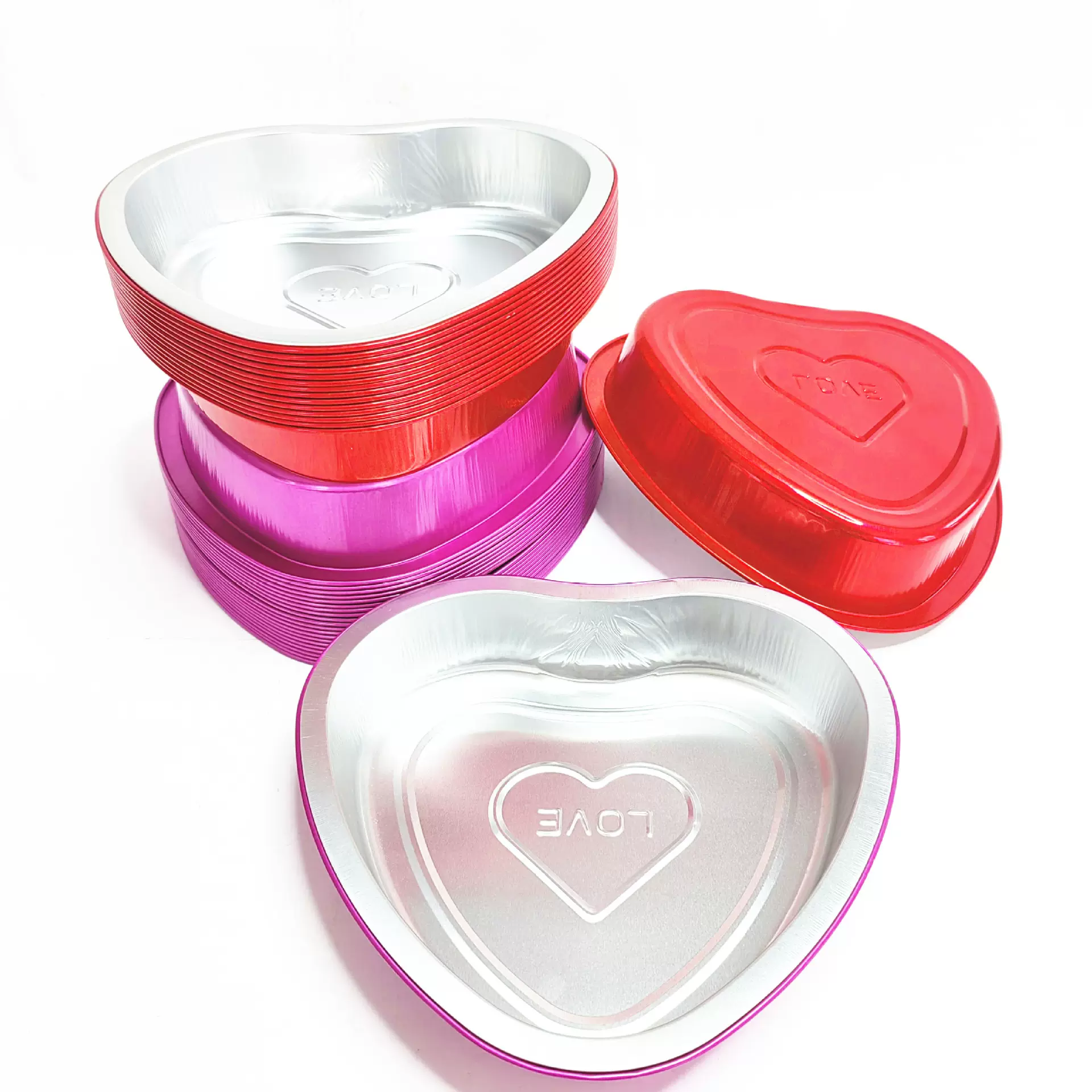 670ml 一次性心形铝箔耐烤杯铝箔杯布丁杯蛋糕盒铝箔打包盒可批发