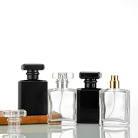 Фабрика оптом 30ml флакон духовой бутылки 50ml матовый черный флакон духовой бутылки зажим бутылка винт яркая черная стеклянная бутылка