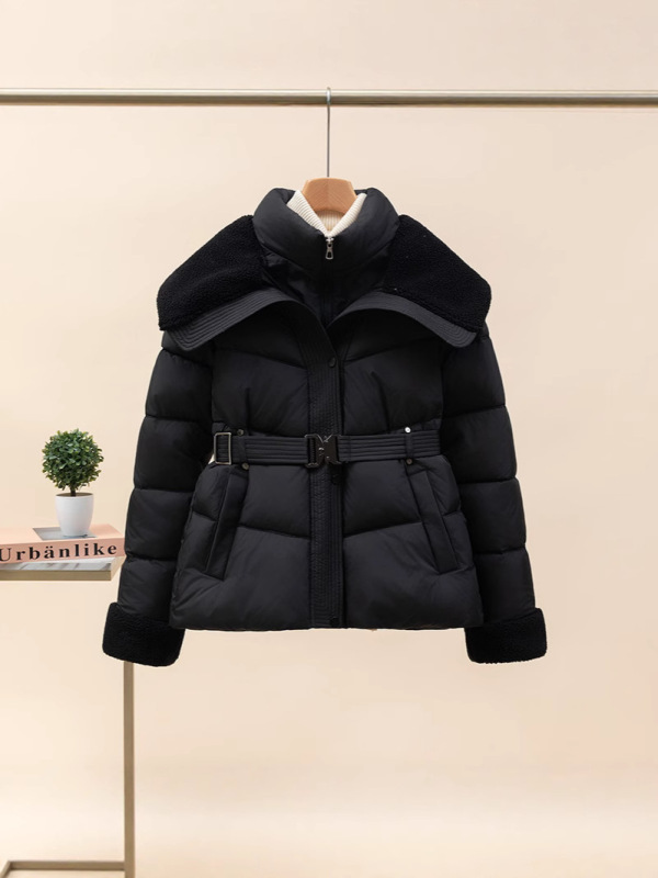 綿コートレディースショートフェイクツーピース模造ラムウールスプライシング防寒服2025冬の新しいファッションウエストコート小柄な人向け|undefined