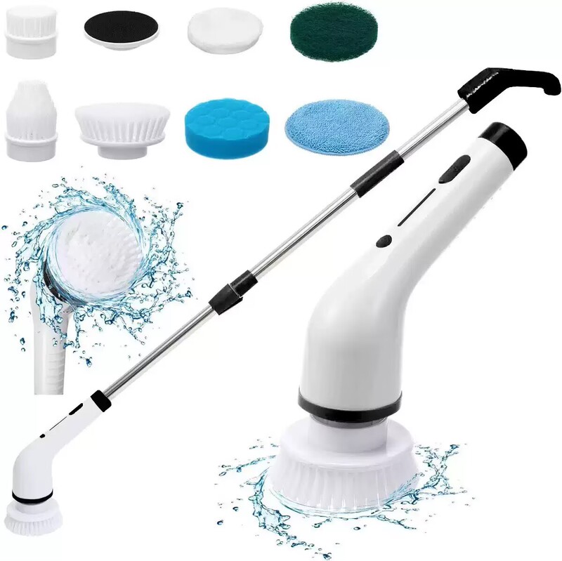 Nine-In-One Cleaning Brush with Long Handle, Extendable, Lcd Digital Display, Electric Cleaning Brush for Kitchen and Bathroom, Electric Mop Nine-In-One Cleaning Brush with Long Handle, Extendable, Lcd Digital Display, Electric Cleaning Brush for Kitchen and Bathroom, Electric Mop