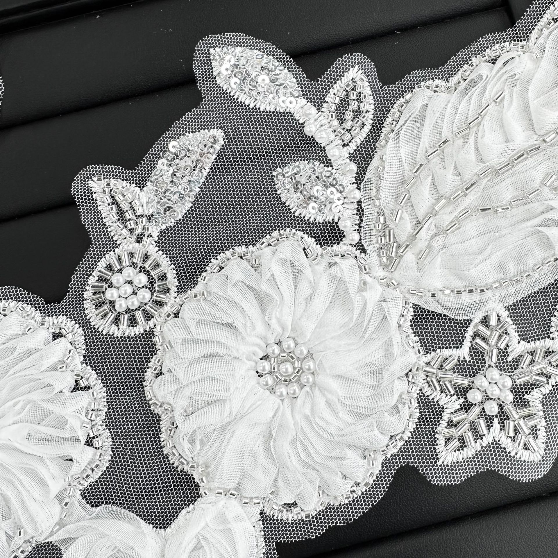 Flores tridimensionales blancas solubles en agua encaje encaje DIY ropa accesorios de decoración ropa collar flor patch