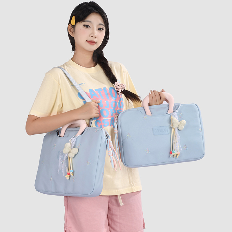 Soft misty milky yellow fresh bow embroidered crossbody bag for women, perfect for sweet and energetic girls to shop and take photos with