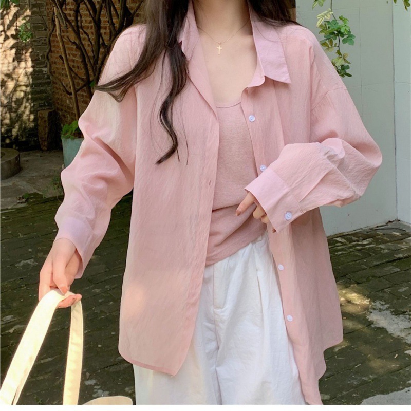 핑크색 싱글 셔츠