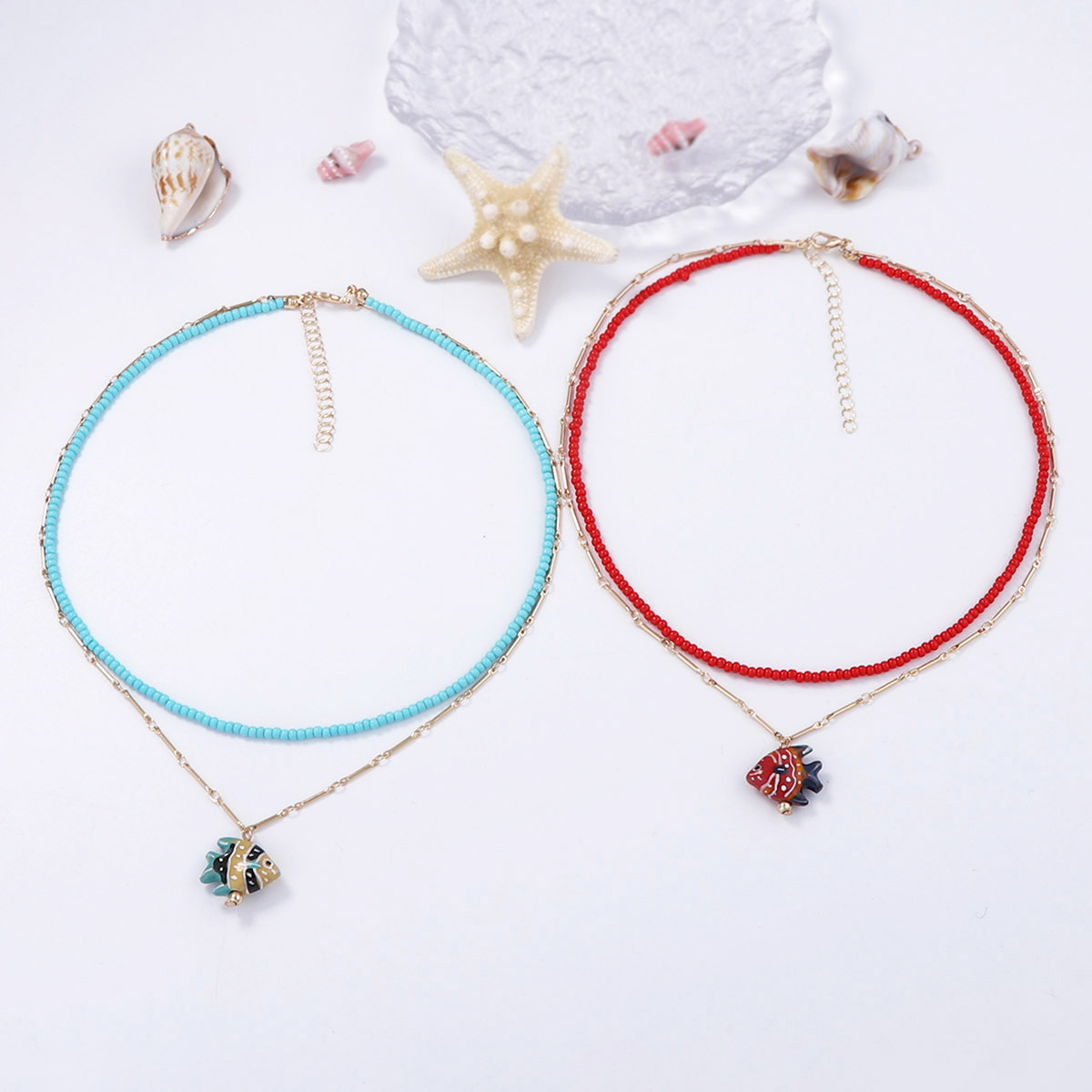 Fish Cute Seed Bead Ceramics Pendant Necklace Wholesale display picture 2