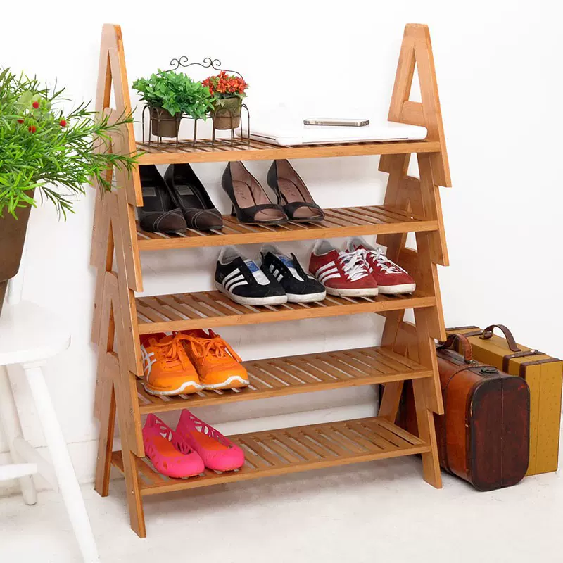 立式收纳鞋架多层支架门口玄关鞋柜公司双层置物架储物架竹制鞋架
