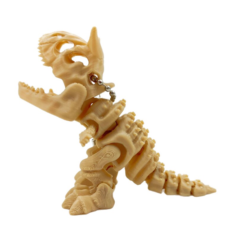 Cross-Border New Product 3D Printed Triceratops Dinosaur Skeleton Deformation Keychain Ornaments Hand-Made Gifts Crafts Trendy Toys