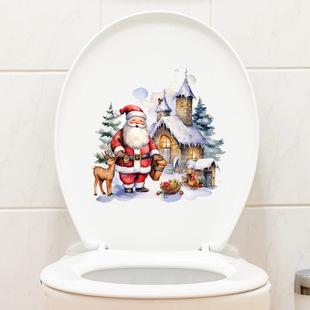 Wholesale Santa Claus wall stickers toilet stickers cartoon cute self-adhesive waterproof tile bathroom decoration