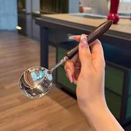 【高端仿鸡翅木】不锈钢西餐勺饭勺主餐勺调羹仿木柄勺干饭圆勺