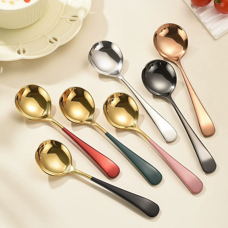 304 Нержавеющая сталь ложка утолщение дома высокая ценность для детей, чтобы поесть милая круглая ложка сетка мороженого мороженого ложка