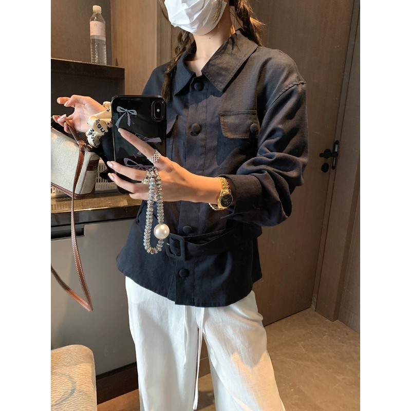 摩且 时髦进阶法则 天丝亚麻老钱风系腰带工装风衬衫外套 MQ0714|undefined