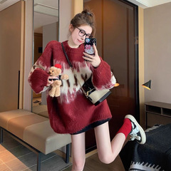 红色毛衣女秋冬新款本命年圣诞宽松慵懒风加厚打底衫针织上衣2025