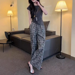 25251大愛美依縁2025夏の新型ファッション減齢半袖tシャツワイドパンツの洋風が痩せている