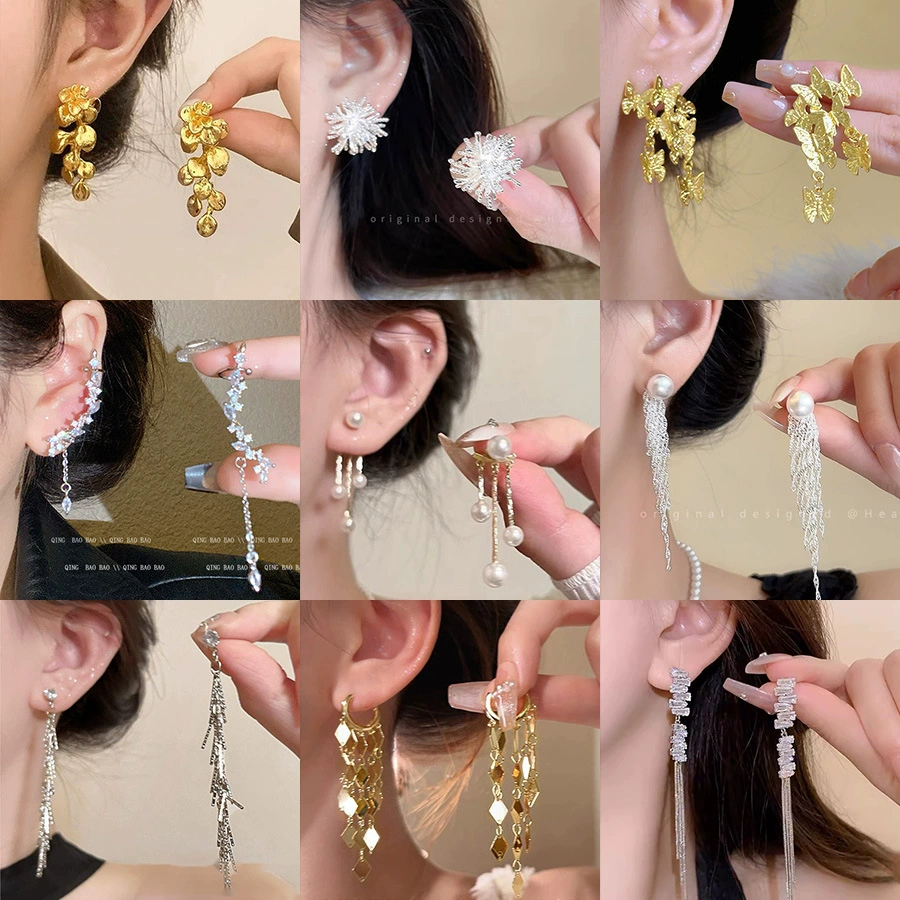 Серьги, универсальная серебряная игла, стиль 