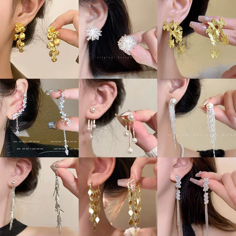 Серьги, универсальная серебряная игла, стиль 