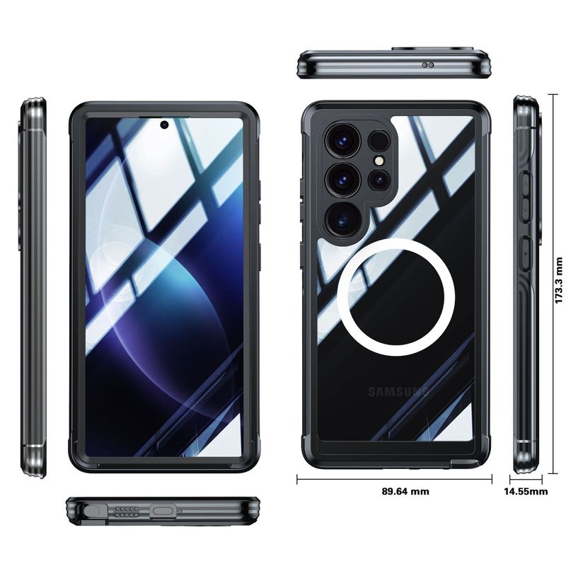 Samsung S25 携帯電話ケースに適しています。透明 360 オールインクルーシブ落下防止、衝撃吸収、傷防止、磁気ワイヤレス充電保護カバー|undefined