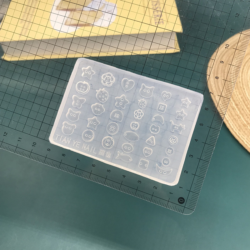 高透硅胶美人鱼花朵美甲模具浮雕纽扣膜具卡通指甲饰品装饰工具|undefined