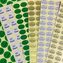 qcpass标签贴纸 QC PASS检不干胶圆形质检产品合格不合格贴纸定制